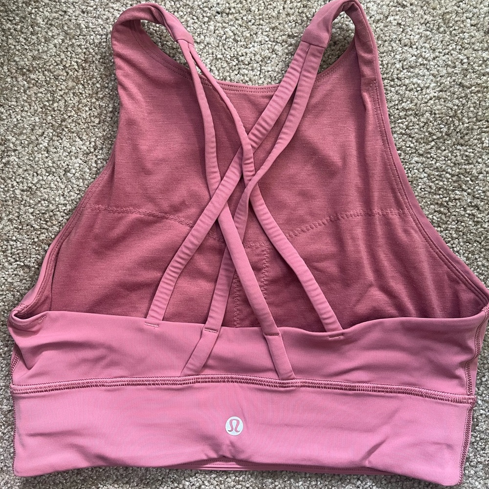 Lululemon Energy Sports Bra - High Neck Long Line - Briar Rose Size 8.